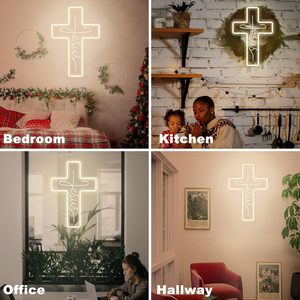 Letrero Luminoso LED con Cruz de Jesús para Decoración de Pared, Multicolor, Regulable, Religioso, para Hogar, Dormitorio, Sala de Estar, Centro Comercial - Product Image 5