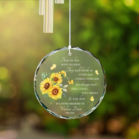 Carillon éolien commémoratif tournesol populaire, ornement commémoratif personnalisé en acrylique, cadeau de condoléances pour la famille, décoration de jardin extérieur