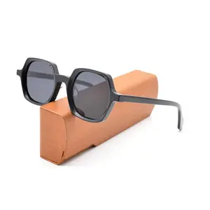 아세테이트 메탈 프레임 TAC 블랙 편광 선글라스 눈 보호용 남녀공용 유리 렌즈