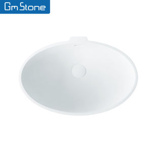 Fregadero de piedra de superficie sólida pulida ovalada moderna de Venta caliente nuevo lavabo debajo del mostrador para uso en el baño del hogar y el hotel - Product Image 4