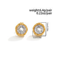 Boucles d'oreilles en acier inoxydable pour femmes, petites, brillantes, luxueuses, avec cristaux, tendance, accessoires imperméables en PVD 18K, bijoux à la mode pour dames