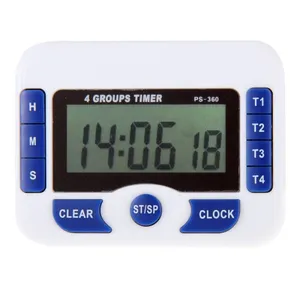 Timer digitale di vendita caldo orologio elettronico a 4 canali Timer di temporizzazione di 100 ore per lo studio della cucina