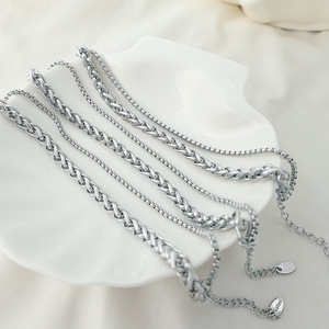 Bracelet en argent à double chaîne, design géométrique unisexe, maillons épais, bijoux tendance - Product Image 2