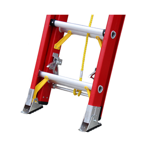 Échelle à double extension en fibre de verre 2x8 non conductrice, très résistante (330 lb), conforme ANSI, avec sangle en V, <span class=keywords><strong>pour</strong></span> extérieur et <span class=keywords><strong>escalier</strong></span> de supermarché – Meilleure vente - Product Image 5