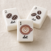 Jeu de tuiles de mahjong en acrylique couleur crème personnalisée, motif club de lecture et fleurs, style américain, pour centre senior et fête