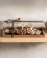 Boîte cadeau de Noël en bois de luxe avec couvercle en acrylique, boîte d'emballage de chocolat de qualité supérieure pour les fêtes, boîte cadeau personnalisée avec logo en gros