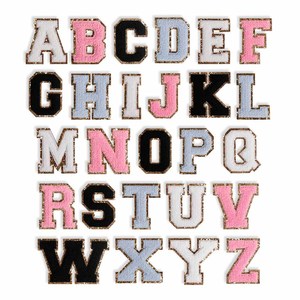 Chữ Chenille Chữ Thêu Bảng Chữ Cái Bằng Sắt Nhiệt Màu Trắng Hy Lạp Nhỏ Miếng Dán Lấp Lánh Màu Đen Phong Cách Varsity Chữ Chenille - Product Image 3