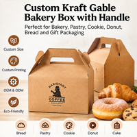 Boîte à poignée en kraft personnalisée pour boulangerie, pâtisserie, biscuits, beignets, emballage alimentaire à emporter