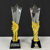 Trofeo de Cristal con Forma de Torre de Estrellas de Resina Dorada de 27 cm, MH-FJ0103