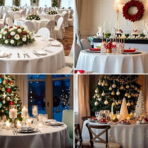 <span class=keywords><strong>Nappe</strong></span> ronde en polyester blanche de 132 pouces, résistante aux taches, <span class=keywords><strong>anti</strong></span>-boulochage, lavable, de qualité supérieure, pour mariage et fête - Product Image 2