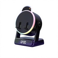 Induktor Nirkabel Baru Lintas Batas untuk Speaker 5.3, Dudukan Ponsel/Tablet, Lampu Warna RGB, Tampilan Jam, Plastik