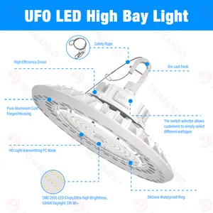 Abd kanada depo teslim UL DLC SAA 100W 150W 200W 250W güç ayarlanabilir UFO LED yüksek raf lambası