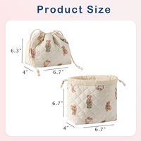 Sac de maquillage matelassé en coton avec cordon de serrage, esthétique Coquette, mignon, pour voyage, sac cosmétique, sac cadeau à cordon de serrage, vente en gros