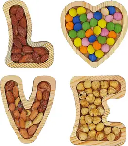 Plateau et assiette sectionnels en bois divisés pour collations apéritif fruits légumes