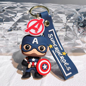 7 Styles Cartoon Avenger Heroes Captain <strong>Spidermans</strong> Ironmans Keychain 3D Pvc Pendant Key <strong>Rings</strong> - Product Image 6