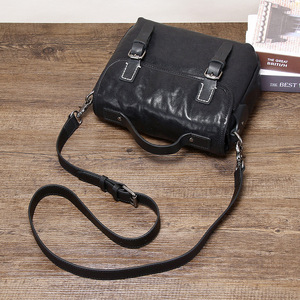 Sac messager en cuir véritable pour homme, noir, grand, durable, pour usage quotidien - Product Image 3
