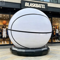 Ballon de basket gonflable géant lumineux à LED blanc avec base, logo personnalisé, modèle de ballon sportif pour publicité événementielle/inauguration de marque/fête