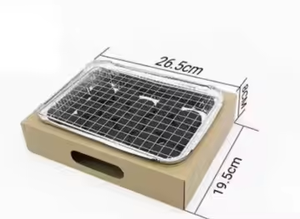 Caja de papel para barbacoa estilo árabe con parrillas integradas, compartimento para carbón, set de brochetas y empaque para asados - Product Image 4