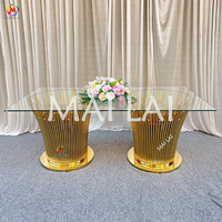 Table de dîner de mariage en acier inoxydable écologique pour événements, design moderne de ferme, personnalisable, mobilier de salle à manger