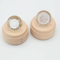 Boule de cristal à lumière chaude Boîte à musique 3D avec base en bois led Base rotative Veilleuse en cristal Base de lampe en bois pour Noël Birthd
