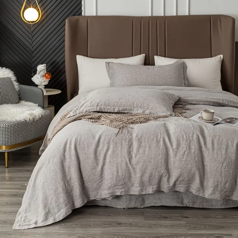 Biancheria da letto lenzuola in lino Set-lenzuola in puro lino 100% lino Queen Size biancheria da letto in lino francese lavato in pietra Set stile fattoria