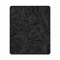 Tapis de souris pour configuration de bureau minimaliste, motif topographique, 180x220mm, surface en maille tissée, bords cousus, base en caoutchouc antidérapante