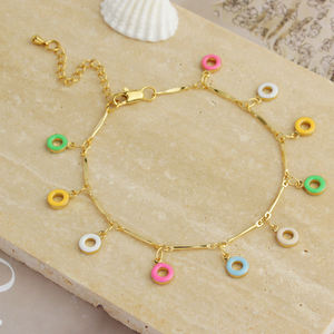 FS Elegant Bracelet de cheville plaqué or Colorful <span class=keywords><strong>Ciecle</strong></span> Elements Classic Style pour les femmes - Product Image 1