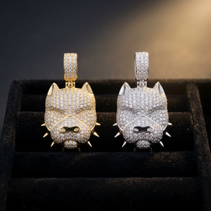 Collar con Colgante de Perro Estilo Hip Hop American Bully, con Diamantes Cultivados en Laboratorio, Plata de Ley Chapada en Oro, para Hombre - Product Image 6