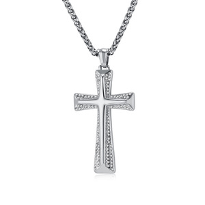 <b>Cross</b> Necklace Stainless Steel Diamond Encrusted Themed Pendant Gift Jewelry - Product Image 1