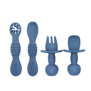 Ensemble d'alimentation pour bébé en silicone en forme de dinosaure, fourchette et cuillère, 4 pièces, multifonctionnel, pour l'apprentissage de l'auto-alimentation - Product Image 4