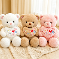 Divers Grands Ours en Peluche Mignons avec Cœur Brodé, Jouet Doux en Peluche, Poupée Ours, Cadeau Saint-Valentin Anniversaire pour Petite Amie
