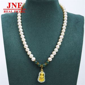 Natural Pearl Necklace Round Beads Hetian Gold Little Guanyin Pearl Necklace Mother's Gift for <strong>Elders</strong> Mother's Day - Product Image 4
