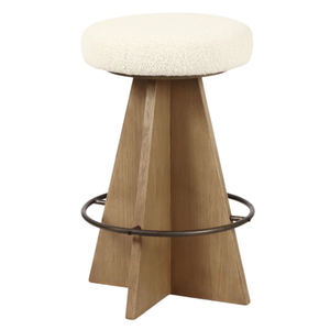 Taburete Alto Giratorio Damon de Algodón, Roble, Hierro/Acero y Poliéster, Resistente, para Bar en Casa y Comedor - Product Image 4