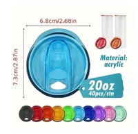 Vente en gros de couvercles en plastique colorés de remplacement de 20 oz, couleurs assorties, pour gobelets fins et droits de 20 oz, accessoires pour boissons, sans BPA