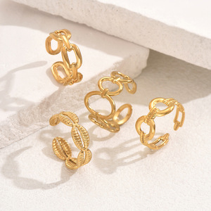 4 Pcs/set Stylish Irregular Geometry Set Women's Fashion <b>Adjustable</b> <b>Ring</b> Gift Set - Product Image 2