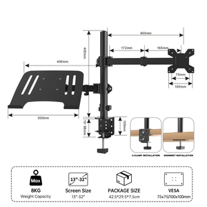 Dual Screen Mount <b>Stand</b> with POS Bracket Cash Register <b>Stand</b> Adjustable Pole Mounting Solution - Product Image 2