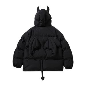 Parka acolchada con cuernos de Diablo en 3D unisex, prendas de vestir de invierno personalizadas, chaqueta acolchada de algodón grueso con soporte para estilo Hiphop Street Harajuku - Product Image 4