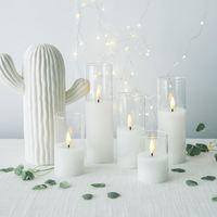 Ensemble de décoration d'intérieur Mermei de 5 bougies LED sans flamme en cire de paraffine blanche à flamme 3D avec télécommande pour anniversaires et fêtes