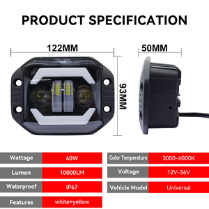 Phare Halo Ring à double faisceau Hi-Lo, projecteur LED bicolore avec Angel Eye pour camion, VTT, voiture, moto - Product Image 4