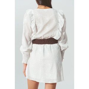 Mini abito floreale con volant in bianco - Product Image 1