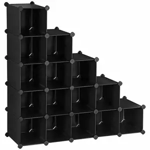 Extra Große Cube Schwarz Verriegelung 15 Cube Schuh Rack Kunststoff Schrank Schrank Schuh Lagerung Veranstalter Einheit