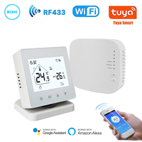 Termostato Inalámbrico WiFi RF433 Tuya con Receptor para Calefacción de Caldera de Gas, Compatible con Alexa y Google