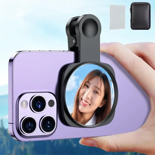 3 in 1 Smartphone Camera Selfie Mirror Clip Kit for IPhone 18 Pro Max Samsung Phone HD Reflective Mirror Holder with Storage Bag