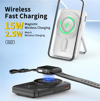 Banque d'alimentation sans fil Aspor A327 avec câble intégré 10000 mAh Banque d'alimentation sans fil pour téléphone avec chargeur rapide PD20W+QC22.5W