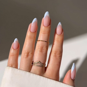 Lot de 24 faux ongles en acrylique à presser, style français romantique, pour rendez-vous et soirées - Product Image 2