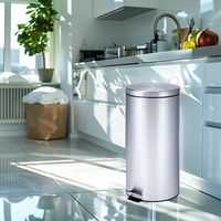 Poubelle en acier inoxydable brossé de 8 gallons Poubelle de cuisine chambre à coucher Poubelle de bureau à domicile Poubelle mince à marche ouverte