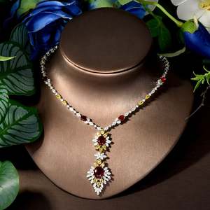 2025บูติกขี้ขลาด4ชิ้นสีสันร้อยสร้อยคอต่างหูลูกบาศก์เซอร์โคเนียงานแต่งงานเครื่องประดับอัญมณีเครื่องประดับ S-225 - Product Image 4