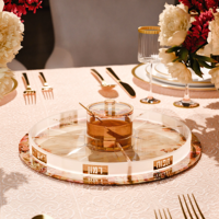 Plateau Simanim en acrylique et lucite, couleur blush nectar, pour la table de Rosh Hashanah, cadeaux de Judaica juive