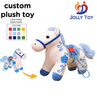 Jouets en peluche personnalisables en gros, grandes peluches, licorne arc-en-ciel, cheval rose, animaux en peluche, fabricant de jouets en peluche OEM