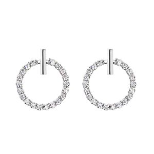 Pendientes Circulares de Plata de Ley 925 con Circonita, Modernos y Elegantes para Mujer, Regalo para Aniversario de Bodas - Product Image 1
